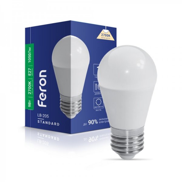 лампа Feron LB-205 G45  230V 9W 1050Lm  E27 2700K