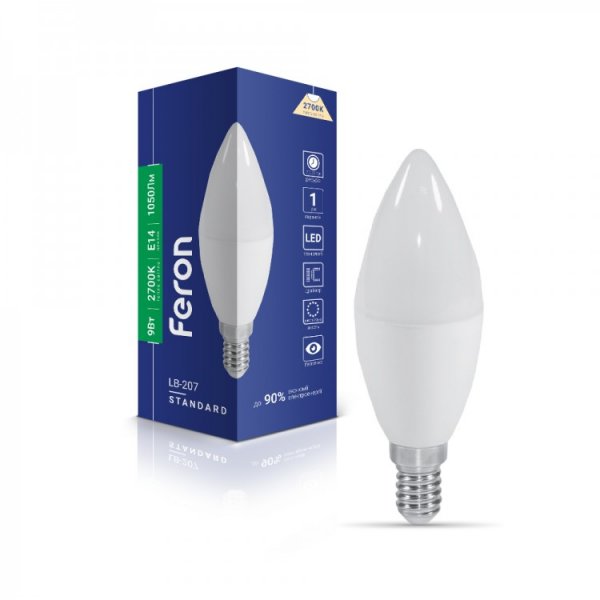 лампа Feron LB-207 C37 230V 9W 1050Lm E14 2700K 
