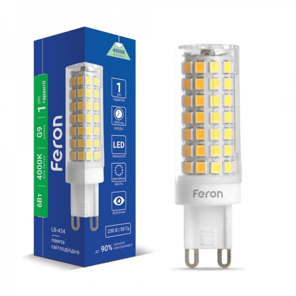 лампа Feron LB-434 230V 6W 88leds G9 4000K 550Lm