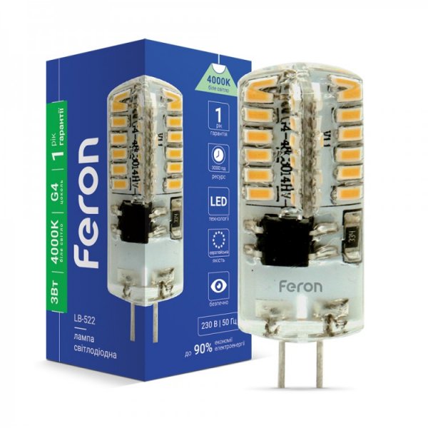 лампа Feron LB-522 230V 3W 48leds G4 4000K 240lm 