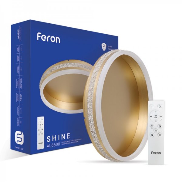 стельовий світильник Feron AL6600 70W круг, золотий 4550Lm 2700K-6500K SHINE