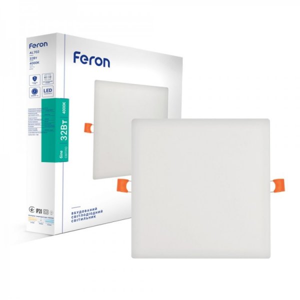 точечный светильник Feron AL702 32W 3200Lm 4000K квадратный встроенный 