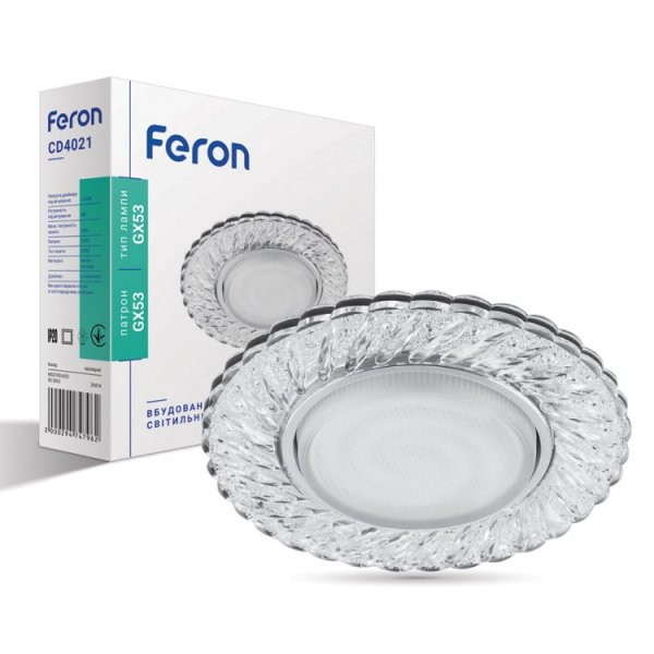 точечный светильник Feron CD4021 GX53 прозрачный из led подсветкой SMD2835 20leds (4000K) 