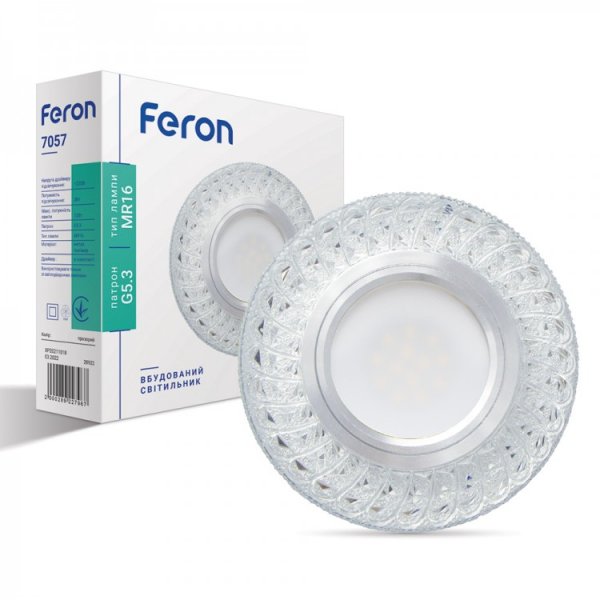 точечный светильник Feron 7057 MR16 прозрачный из led подсветкой SMD2835 15leds (4000K) 