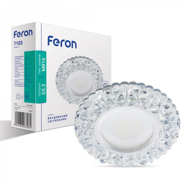 точечный светильник Feron 7103 MR16 прозрачный из led подсветкой SMD2835 15leds (4000K) 