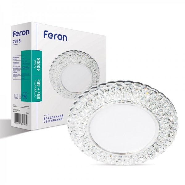 точковий світильник Feron 7315 5W прозорий із led підсвіткою SMD2835 20leds (4000K)