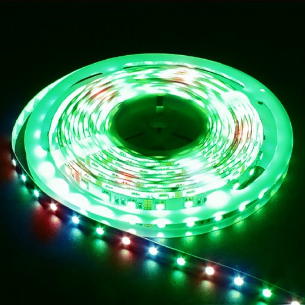 світлодіодна стрічка Feron LS606/ SANAN LED-RL 60SMD(5050)/m 14,4W/m 12V 5m RGB на білому