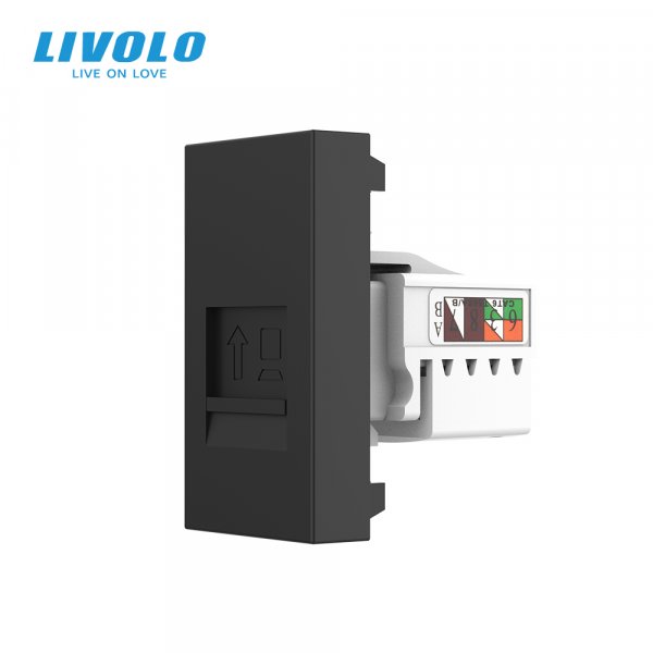 Механізм розетка інтернет RJ-45 Livolo чорний (VL-FCCP-1BP)