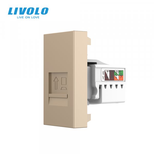 Механизм розетка интернет RJ-45 Livolo золото (VL-FCCP-1AP)
