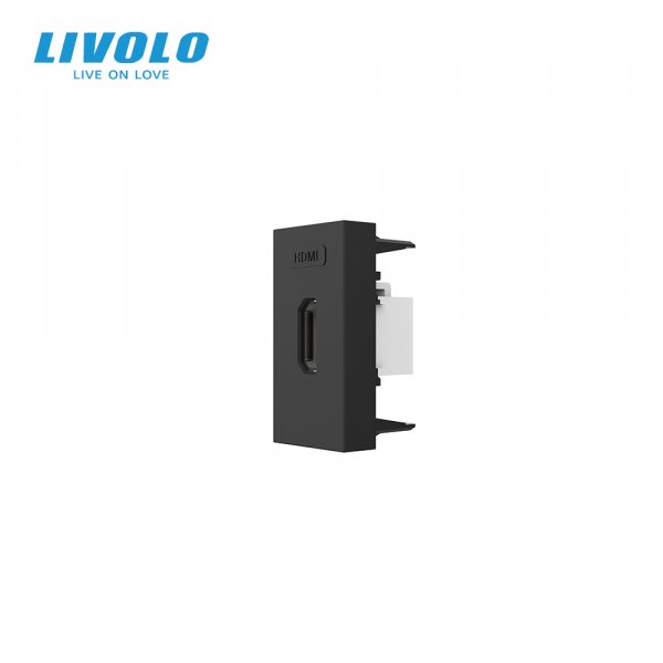 Механизм розетка HDMI Livolo черный (VL-FCHD-1BP)