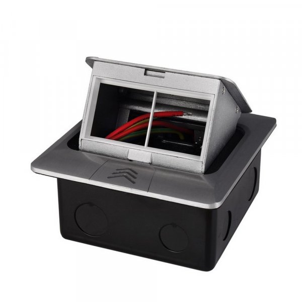 Пустой половой розеточный люк на 2 модуля Livolo серый (J06 silver)