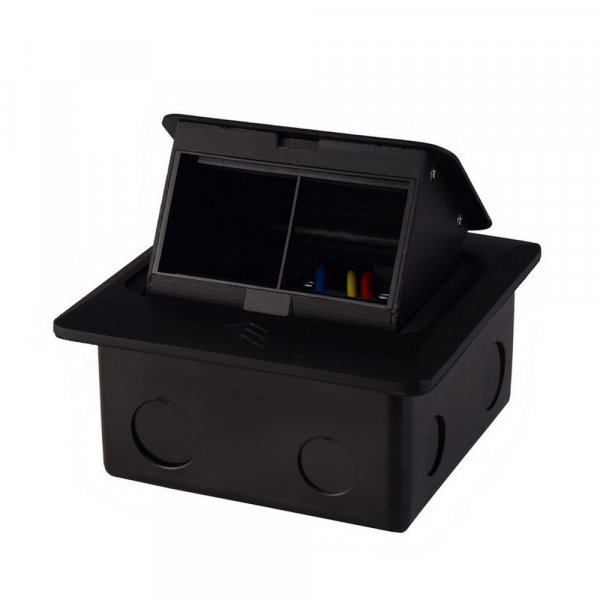 Пустой половой розеточный люк на 2 модуля Livolo черный (J06 black)