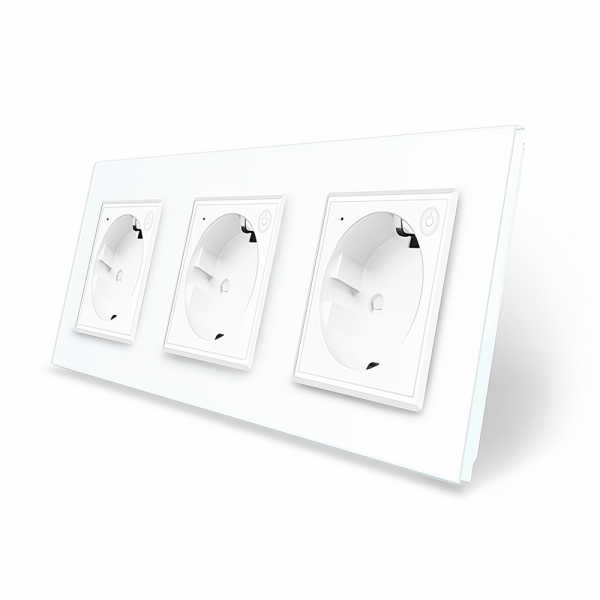 Трехместная умная розетка Zigbee с заземлением Livolo белый (VL-C7FCTC16AZ-6WP)