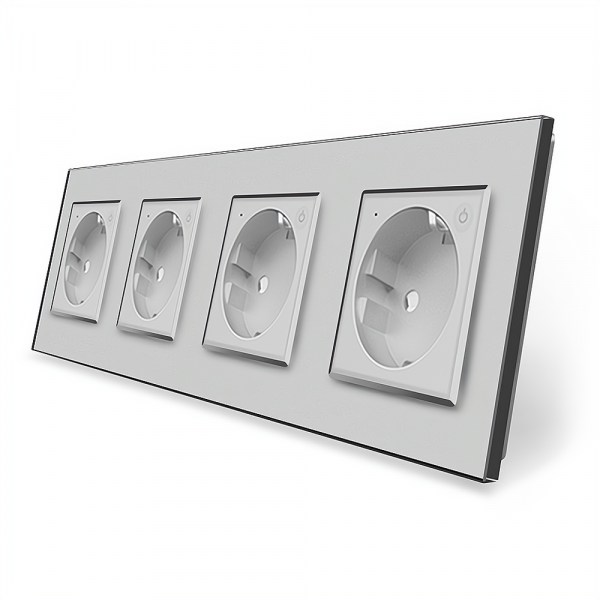 Чотиримісна розумна розетка ZigBee із заземленням Livolo сірий (VL-C7FCTC16AZ-8IP)