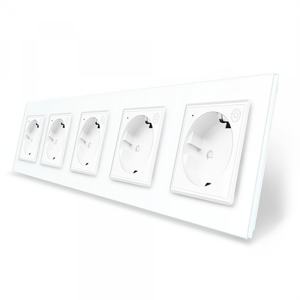 Пятиместная умная розетка Zigbee с заземлением Livolo белый (VL-C7FCTC16AZ-10WP)
