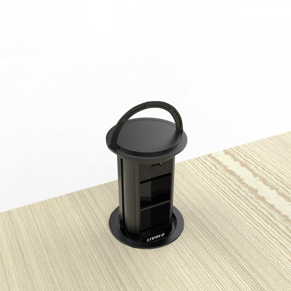 Пустая двойная выдвижная розетка с USB Livolo черный (VL-SHS019-B)