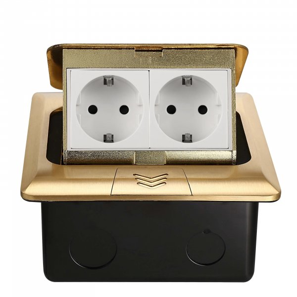 Розетка в подлоге двойная Livolo белые в золотому (VL-SHS016-TCWP-A)