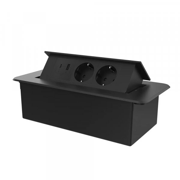 Меблева розетка з USB-A, USB-С, плавне відкриття, Power Delivery 36W Livolo чорний (VL-SHS013-FCTC-FCUA.UCBP-B)