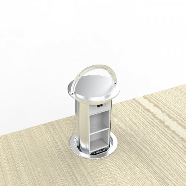 Пуста подвійна висувна розетка з USB та бездротовою зарядкою Livolo cірий (VL-SHS020-S)