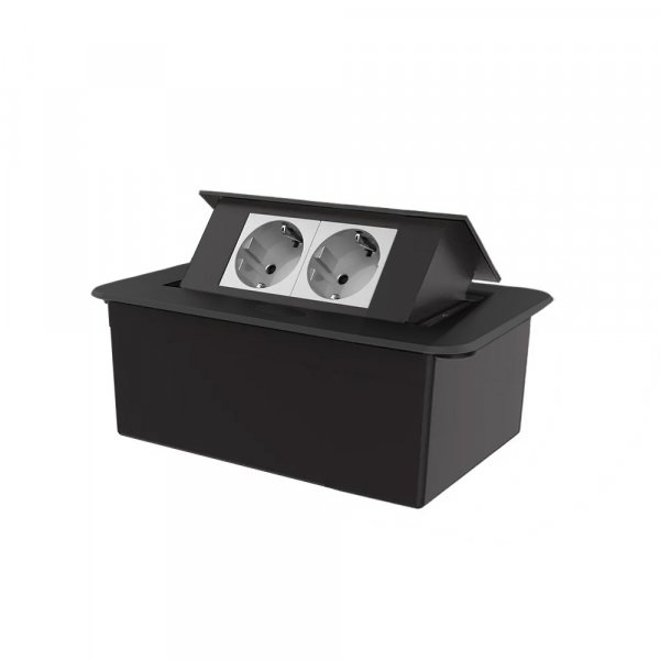 Мебельная розетка двойная с плавным открытием Livolo серый в черном (VL-SHS012-TCIP-B)