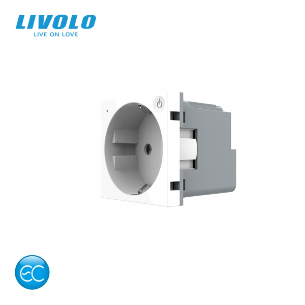 Розумний механізм розетка EC з заземленням Livolo білий (VL-FCTC16AZ2-2WP)