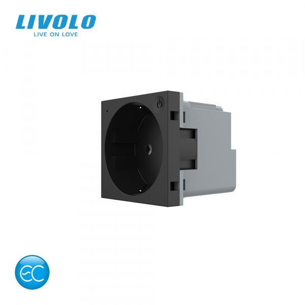 Умный механизм розетка EC с заземлением Livolo черный (VL-FCTC16AZ2-2BP)