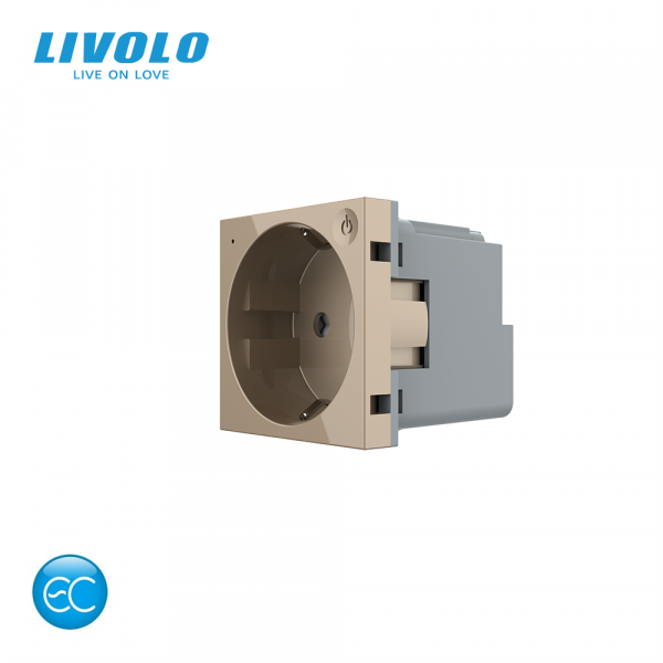Розумний механізм розетка EC з заземленням Livolo золото (VL-FCTC16AZ2-2AP)