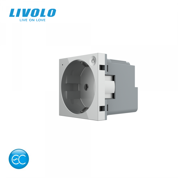 Розумний механізм розетка EC з заземленням Livolo сірий (VL-FCTC16AZ2-2IP)