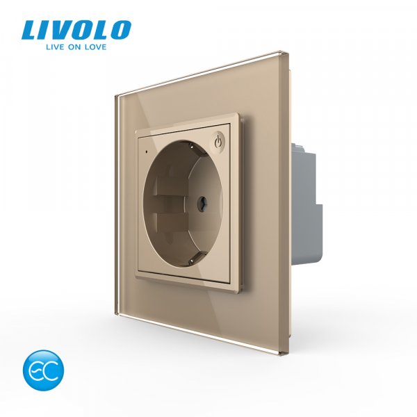 Розумна розетка EC з заземленням Livolo золото (VL-M7FCTC16AZ2-2AP)