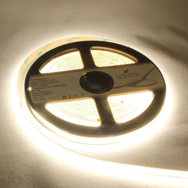 LED стрічка LED-STIL 4000K, 9W, COB, 480 шт, IP33, 24V, 1000LM