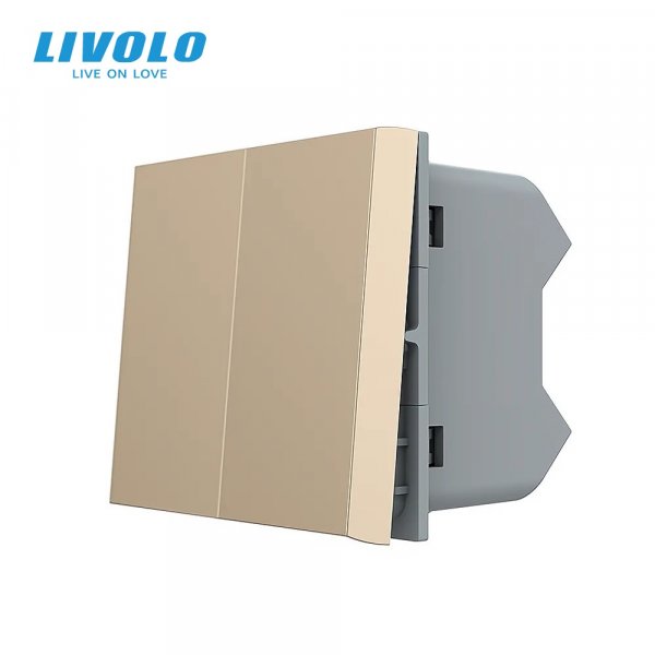Механизм двухклавишный выключатель Livolo золото (VL-FCMKS-1AP)