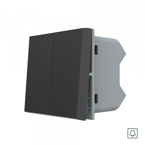 Механизм двухклавишный Кнопочный выключатель без фиксации Звонковый выключатель Импульсный выключатель Livolo черный (VL-FCMH-1BP)