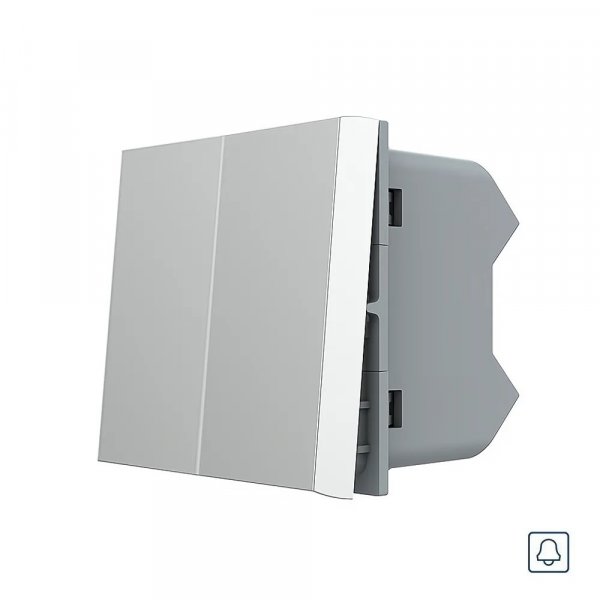 Механизм двухклавишный Кнопочный выключатель без фиксации Звонковый выключатель Импульсный выключатель Livolo серый (VL-FCMH-1IP)