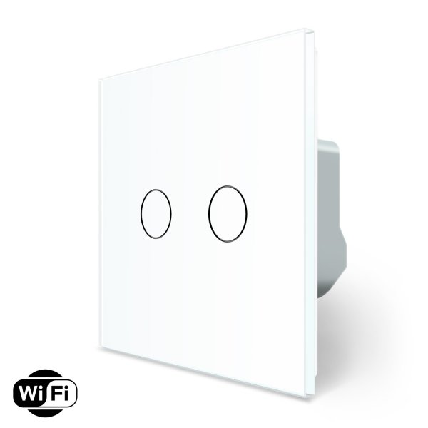 Умный сенсорный Wi-Fi выключатель 2 сенсора Livolo белый стекло (VL-C7FC2NY-2GWP)