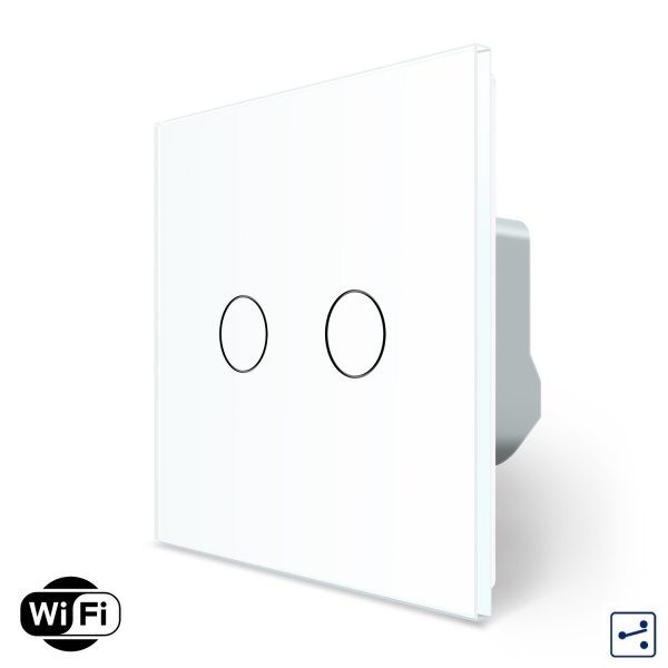 Умный сенсорный Wi-Fi проходной/перекрестный выключатель 2 сенсора Livolo белый стекло (VL-C7FC2SNY-2G-WP)