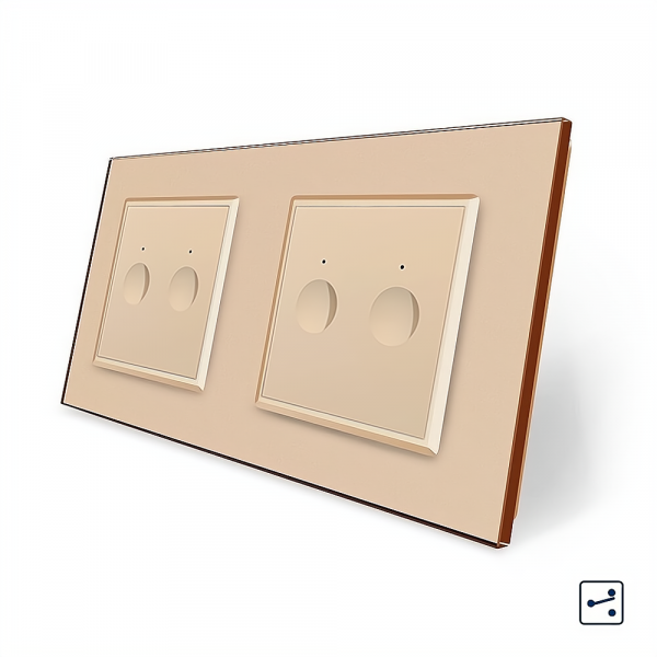 Сенсорний прохідний/перехресний вимикач Sense 4 сенсора (2-2) Livolo золотий скло (VL-C7FC2S/FC2S-4AP)