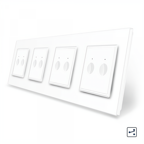 Сенсорный проходной/перекрестный выключатель Sense 8 сенсоров (2-2-2-2) Livolo белый стекло (VL-C7FC2S/FC2S/FC2S/FC2S-8WP)