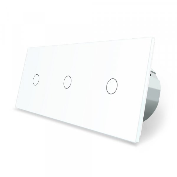 Умный сенсорный проходной/перекрестный выключатель 3 сенсора (1-1-1) Livolo белый стекло (VL-C703SZ-11)