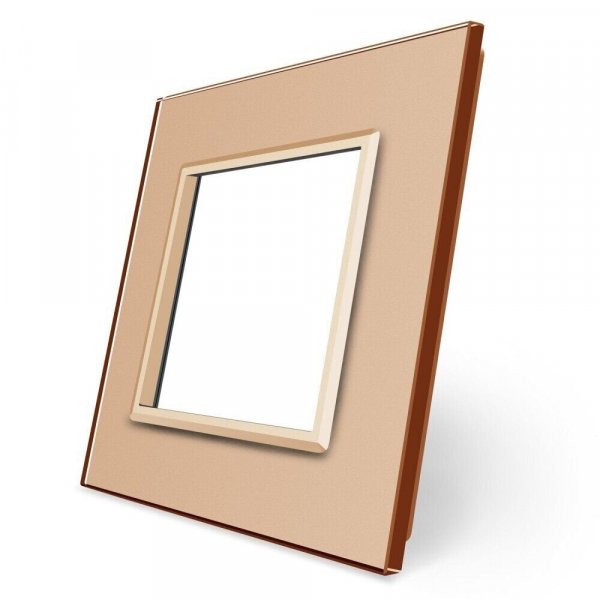 Рамка розетки 1 місце Livolo золото скло (VL-P7E-2A), вітрина