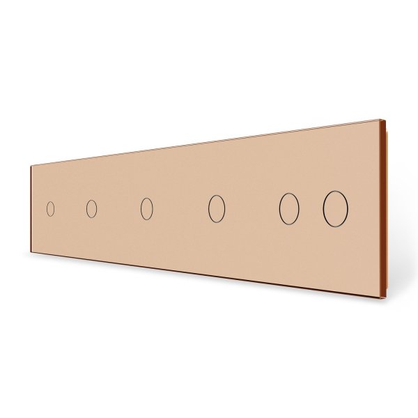 Панель для сенсорного вимикача 6 сенсорів (1-1-1-1-2) Livolo золото скло (VL-P701/01/01/01/02-10A)