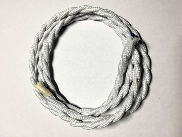 AMP кабель текстильний звитий 2x0.75 white, вітрина