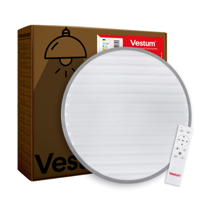 Стельовий світильник GRILL зоряне небо 60W 375*60мм 3000К-6500К з ДК срібло