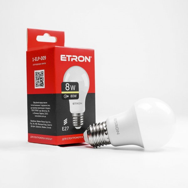 Лампа светодиодная ETRON Light Power 1-ELP-009 A55 8W 3000K E27