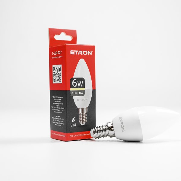 Лампа світлодіодна ETRON Light Power 1-ELP-027 C37 6W 3000K 220V E14