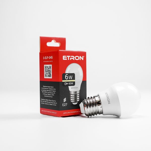 Лампа світлодіодна ETRON Light Power 1-ELP-045 G45 6W 3000K 220V E27