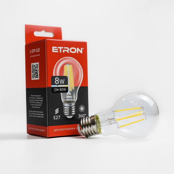 Лампа светодиодная ETRON Filament Power 1-EFP-110 A60 8W 4200K E27