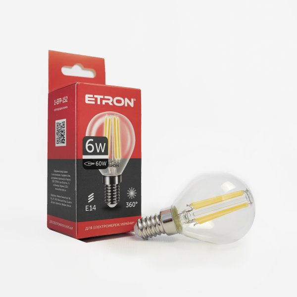 Лампа світлодіодна ETRON Filament Power 1-EFP-152 G45 E14 6W 4200K