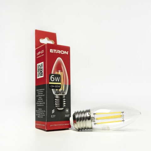 Светодиодная лампа ETRON Filament 1-EFP-123 C37 E27 6W 3000K