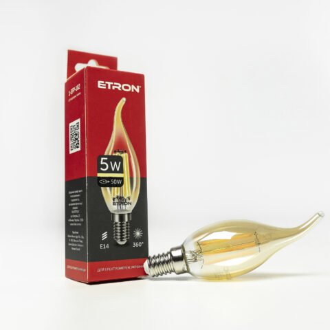Светодиодная лампа ETRON Filament 1-EFP-182 C35 E14 5W tailed 2700K золото