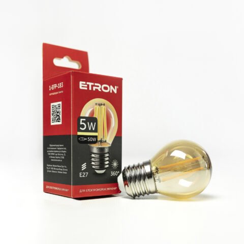 LED лампа ETRON Filament 1-EFP-183 C35 E27 5W 2700K золото